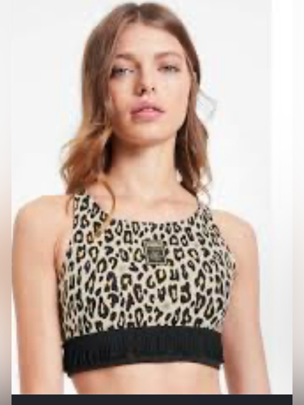 Puma Women's Leopard Print Fringe Crop Top - Black/Gold/Cream